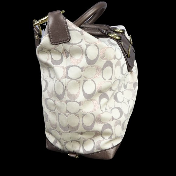 COACH Tote Bag Brown & Beige Signature COACH Logo Canvas, LIKE NEW - Picture 4 of 9